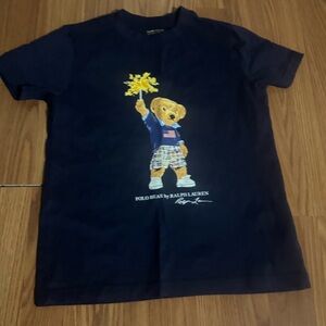 Polo Ralph Lauren Navy Kids Bear Firework Graphic T- shirt Classic Preppy School